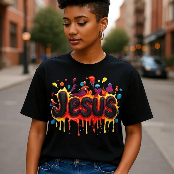 NWT - Vibrant "Jesus" Graphic T-Shirt Casual Fit - Picture 1 of 3
